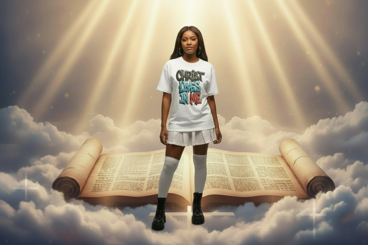 Pink Lg T-shirt with 'Christ Lives in Me' 
