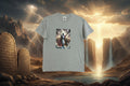 Gray t-shirt with a graphic design 
