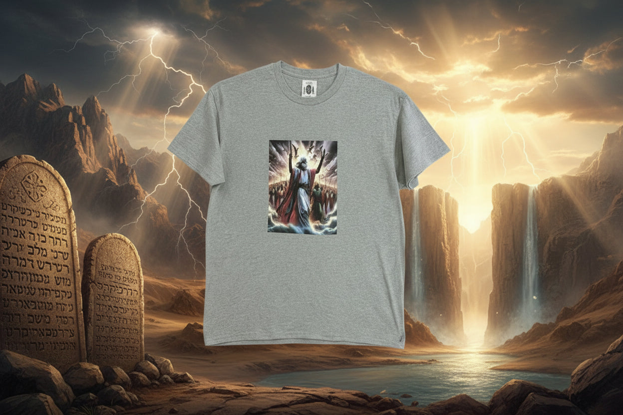 Gray t-shirt with a graphic design 